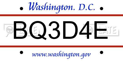 BQ3D4E District Of Columbia License Plate