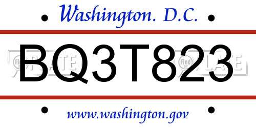 BQ3T823 District Of Columbia License Plate
