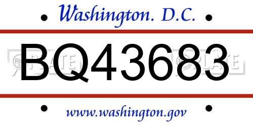 BQ43683 District Of Columbia License Plate