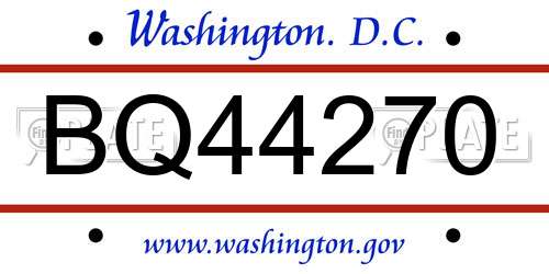 BQ44270 District Of Columbia License Plate