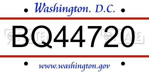 BQ44720 District Of Columbia License Plate
