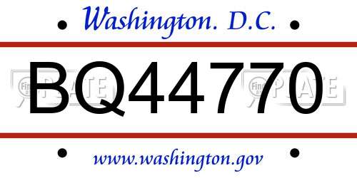 BQ44770 District Of Columbia License Plate