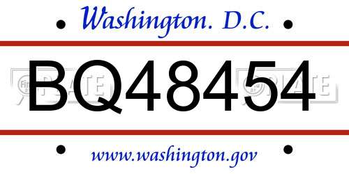 BQ48454 District Of Columbia License Plate