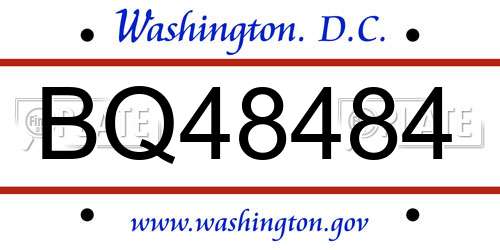 BQ48484 District Of Columbia License Plate
