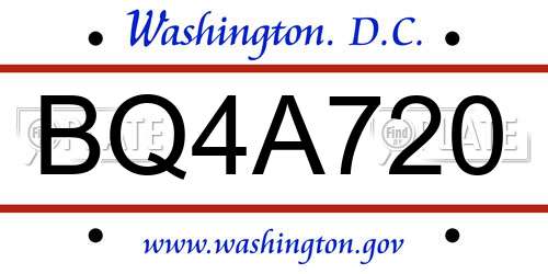BQ4A720 District Of Columbia License Plate