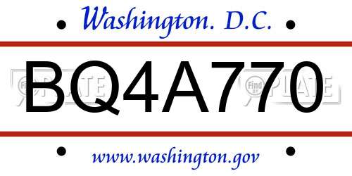 BQ4A770 District Of Columbia License Plate