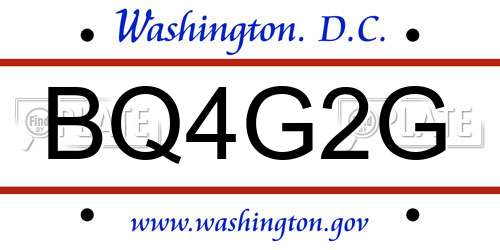 BQ4G2G District Of Columbia License Plate