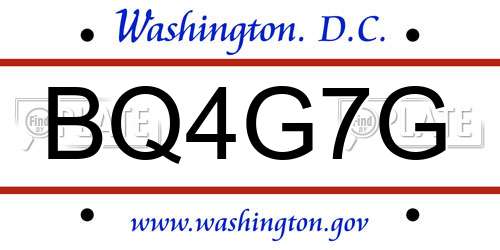 BQ4G7G District Of Columbia License Plate