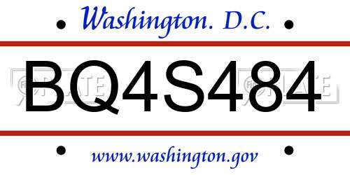BQ4S484 District Of Columbia License Plate