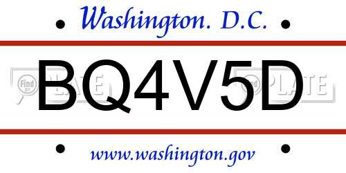 BQ4V5D District Of Columbia License Plate