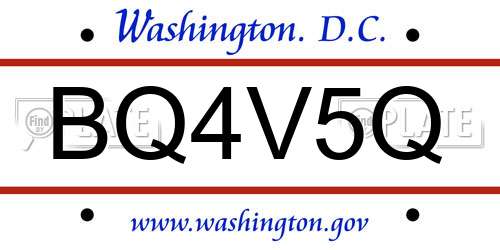 BQ4V5Q District Of Columbia License Plate