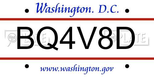 BQ4V8D District Of Columbia License Plate
