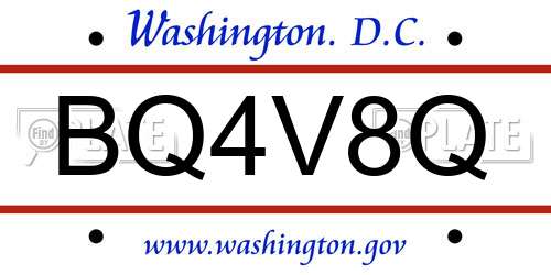 BQ4V8Q District Of Columbia License Plate