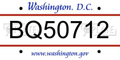 BQ50712 District Of Columbia License Plate