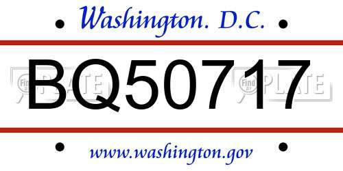 BQ50717 District Of Columbia License Plate