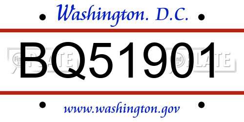 BQ51901 District Of Columbia License Plate