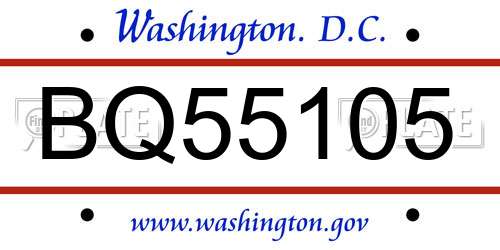 BQ55105 District Of Columbia License Plate