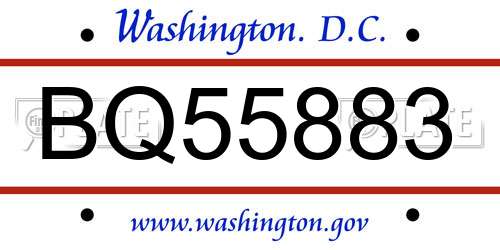 BQ55883 District Of Columbia License Plate