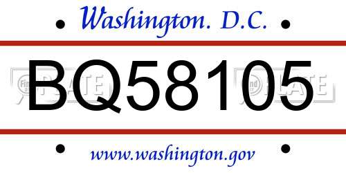 BQ58105 District Of Columbia License Plate
