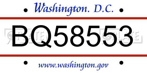 BQ58553 District Of Columbia License Plate