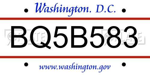 BQ5B583 District Of Columbia License Plate