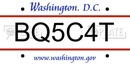BQ5C4T District Of Columbia License Plate