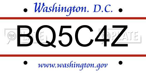 BQ5C4Z District Of Columbia License Plate