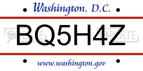 BQ5H4Z District Of Columbia License Plate