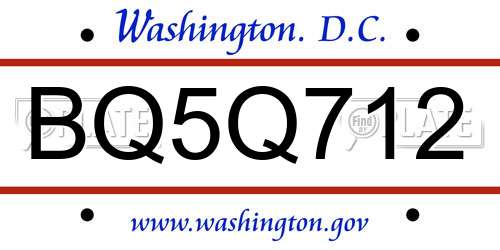 BQ5Q712 District Of Columbia License Plate