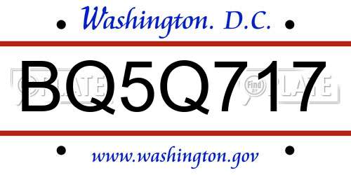 BQ5Q717 District Of Columbia License Plate