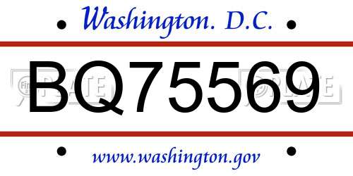 BQ75569 District Of Columbia License Plate
