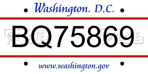 BQ75869 District Of Columbia License Plate