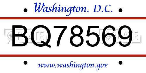 BQ78569 District Of Columbia License Plate