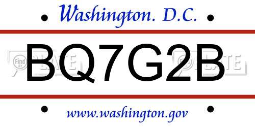 BQ7G2B District Of Columbia License Plate