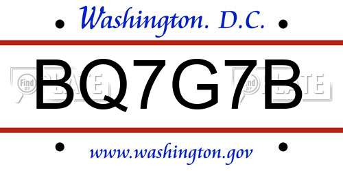 BQ7G7B District Of Columbia License Plate