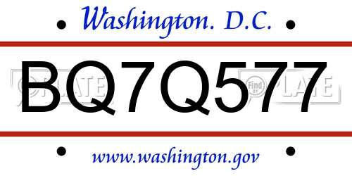 BQ7Q577 District Of Columbia License Plate