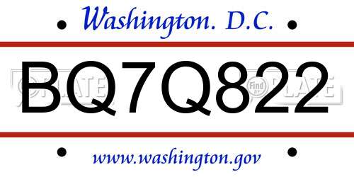 BQ7Q822 District Of Columbia License Plate