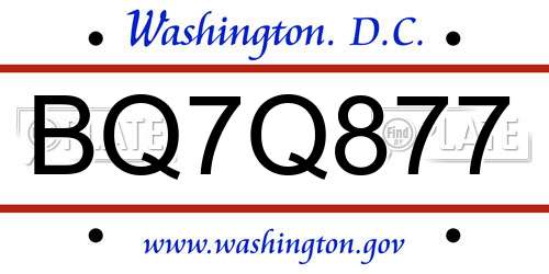 BQ7Q877 District Of Columbia License Plate