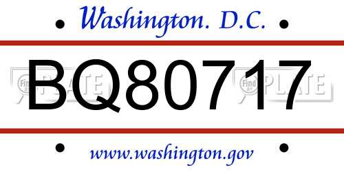 BQ80717 District Of Columbia License Plate