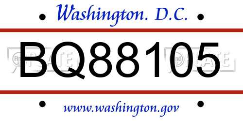 BQ88105 District Of Columbia License Plate