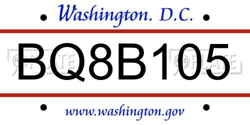 BQ8B105 District Of Columbia License Plate