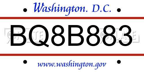 BQ8B883 District Of Columbia License Plate