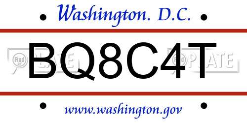 BQ8C4T District Of Columbia License Plate
