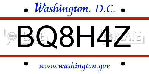 BQ8H4Z District Of Columbia License Plate