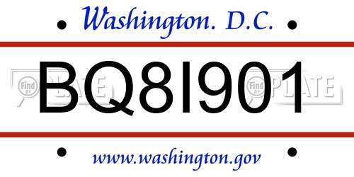 BQ8I901 District Of Columbia License Plate