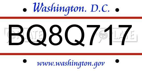 BQ8Q717 District Of Columbia License Plate