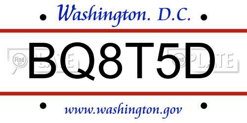 BQ8T5D District Of Columbia License Plate