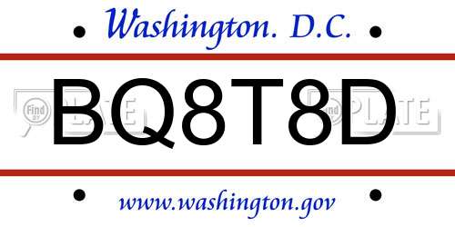 BQ8T8D District Of Columbia License Plate