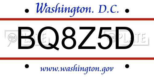 BQ8Z5D District Of Columbia License Plate