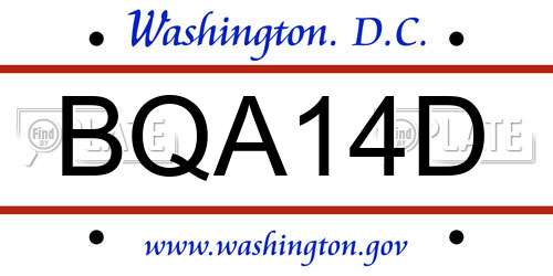 BQA14D District Of Columbia License Plate